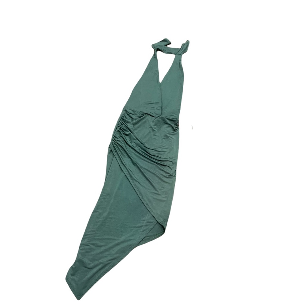 Naked Wardrobe Olive Green Halter Top Dress Size S